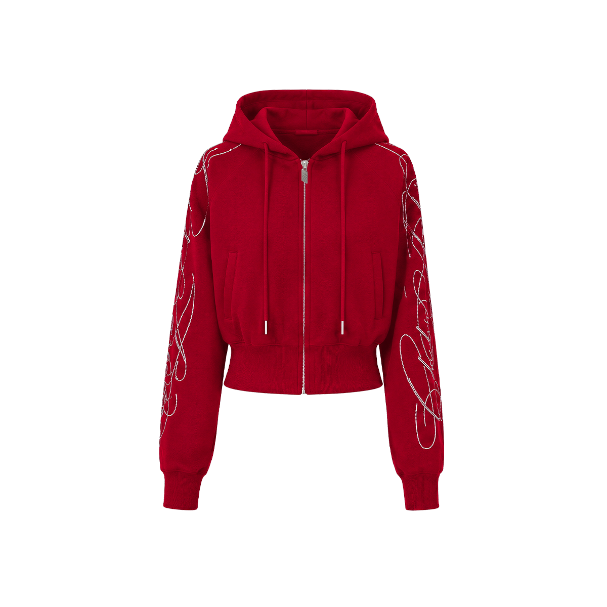 Product perspective 13 of Rhinestone Zip Hoodie & Baggy Sweatpants in Red Pants - FDR
