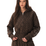 FDR Studios leopard print baggy sweatpants with gothic script embroidery
