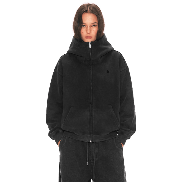 FDR Eases Social Anxiety Big Hoodie - Side Angle & Boxy Silhouette | FDR Zip Up Hoodie