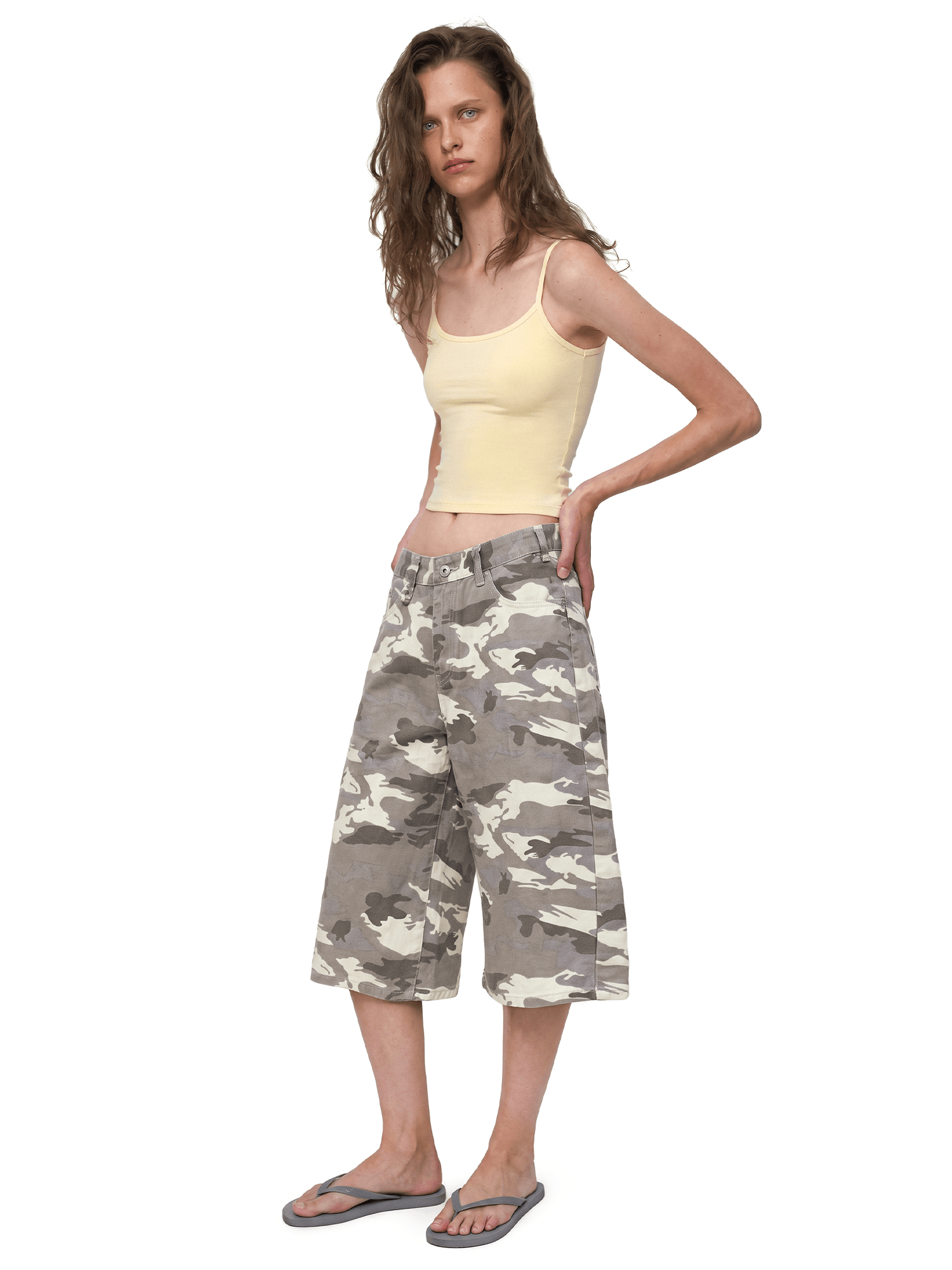 Camo Denim Jorts in Camo (Fabric Texture & Close-Up Stitching Detail) - FDR Baggy Oversized Sweatpants - Relaxed Fit Streetwear Tracksuit Pants | FDR Studios