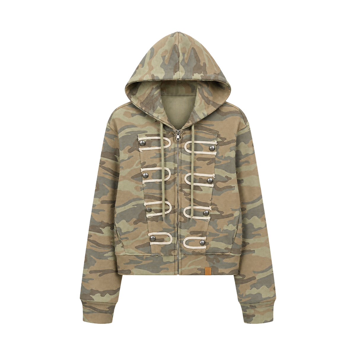 Camo Waffle Cardigan Hoodie