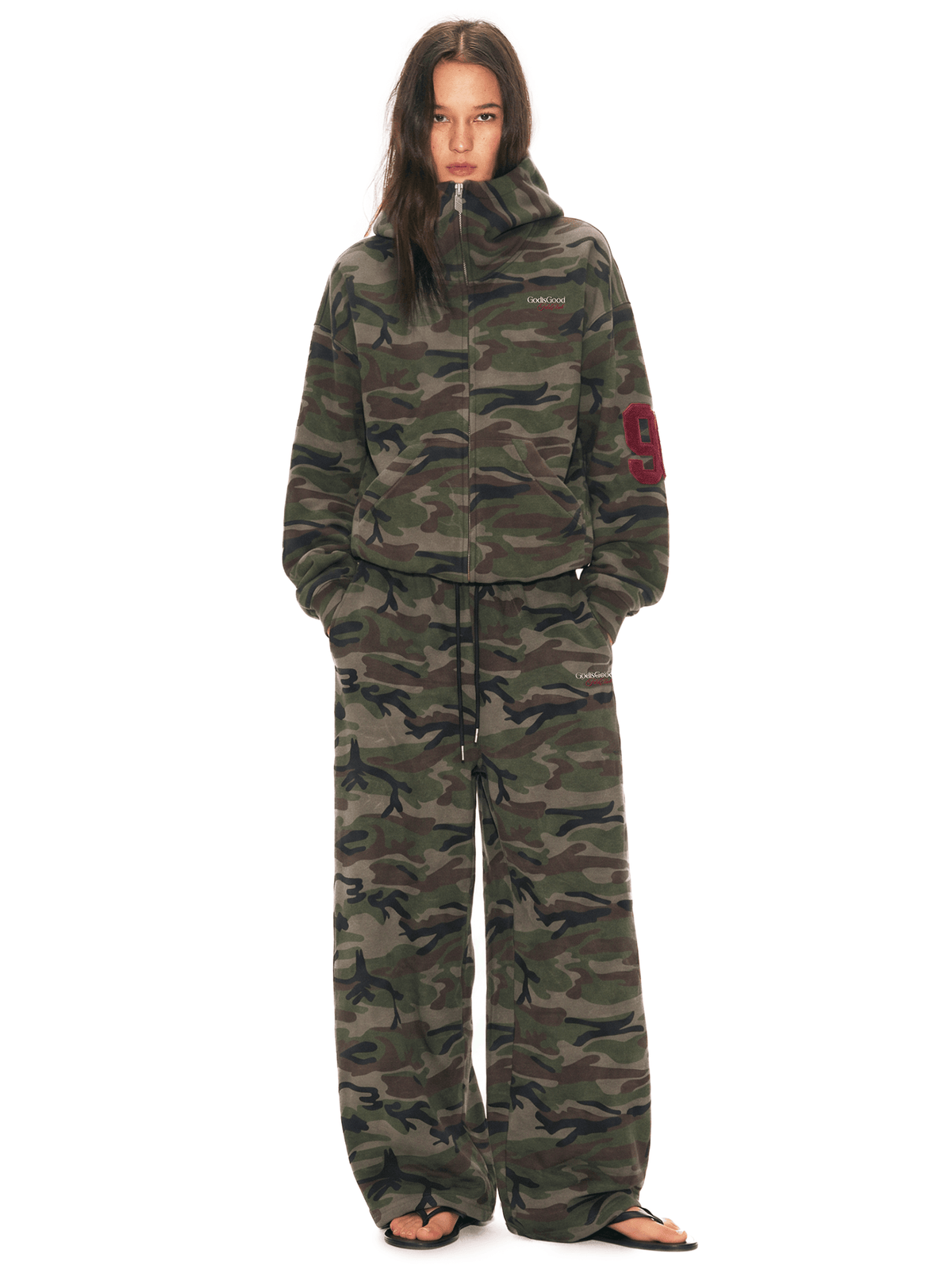 Cloud Camo Reißverschluss-Kapuzensweatshirt