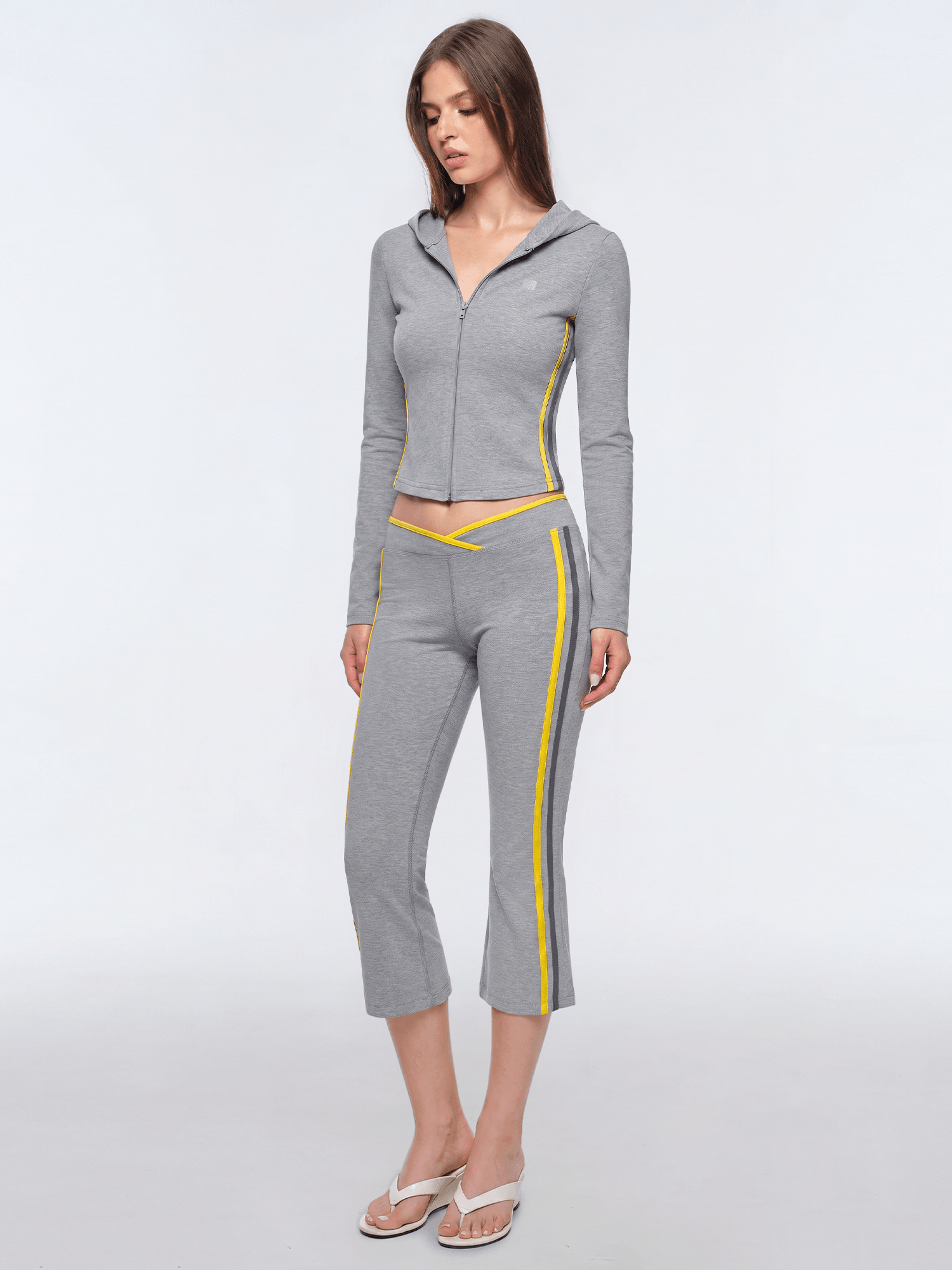 Colorblock Low-Rise Capri Pants - Side Angle & Silhouette Detail - Y2K Streetwear | FDR Studios