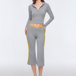 Colorblock Low-Rise Capri Pants - Close-up Material & Design Feature - Y2K Streetwear | FDR Studios