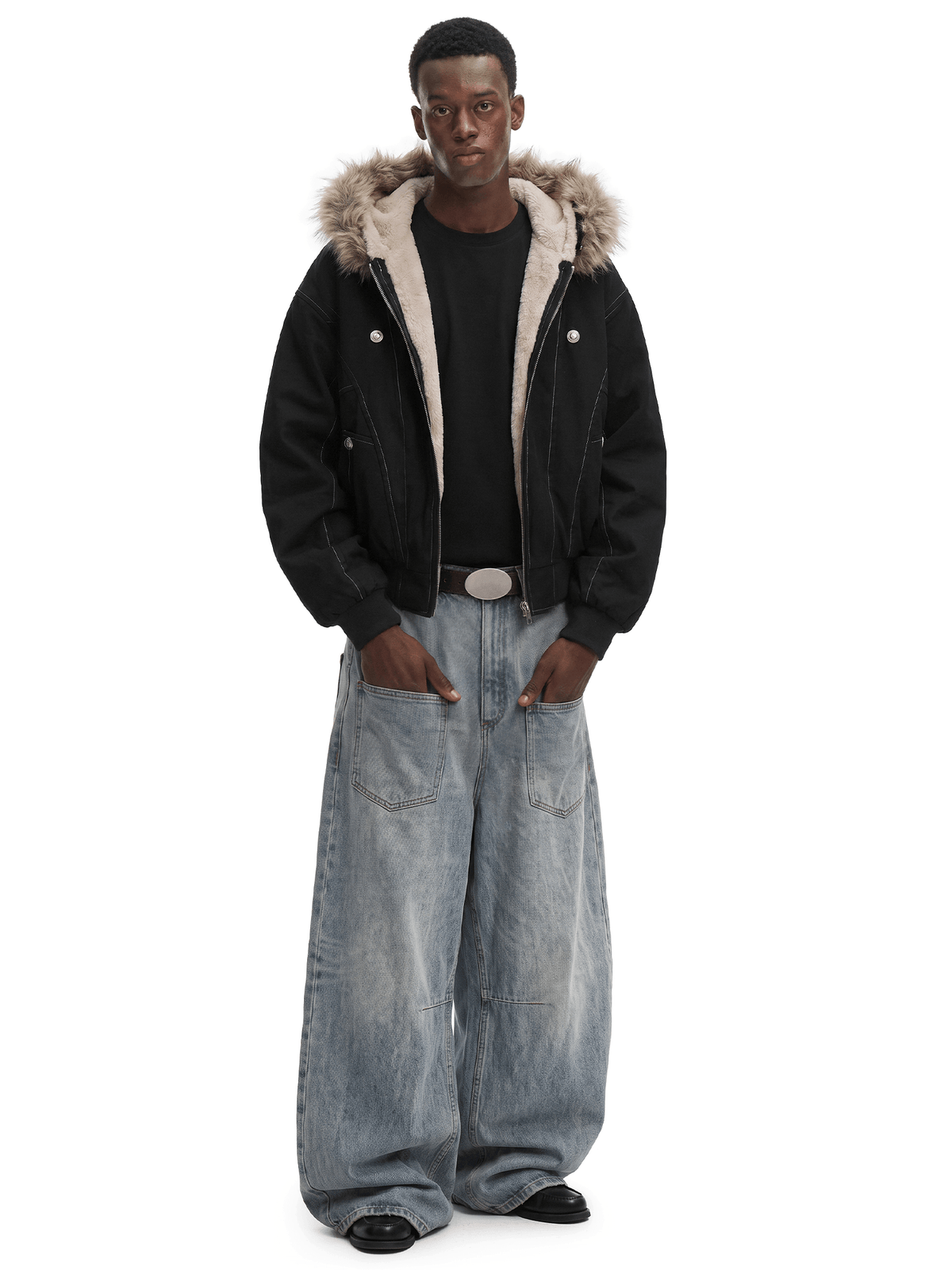 Cropped Shearling Puffer Jacket
