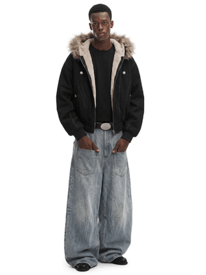 Cropped Shearling Puffer Jacket