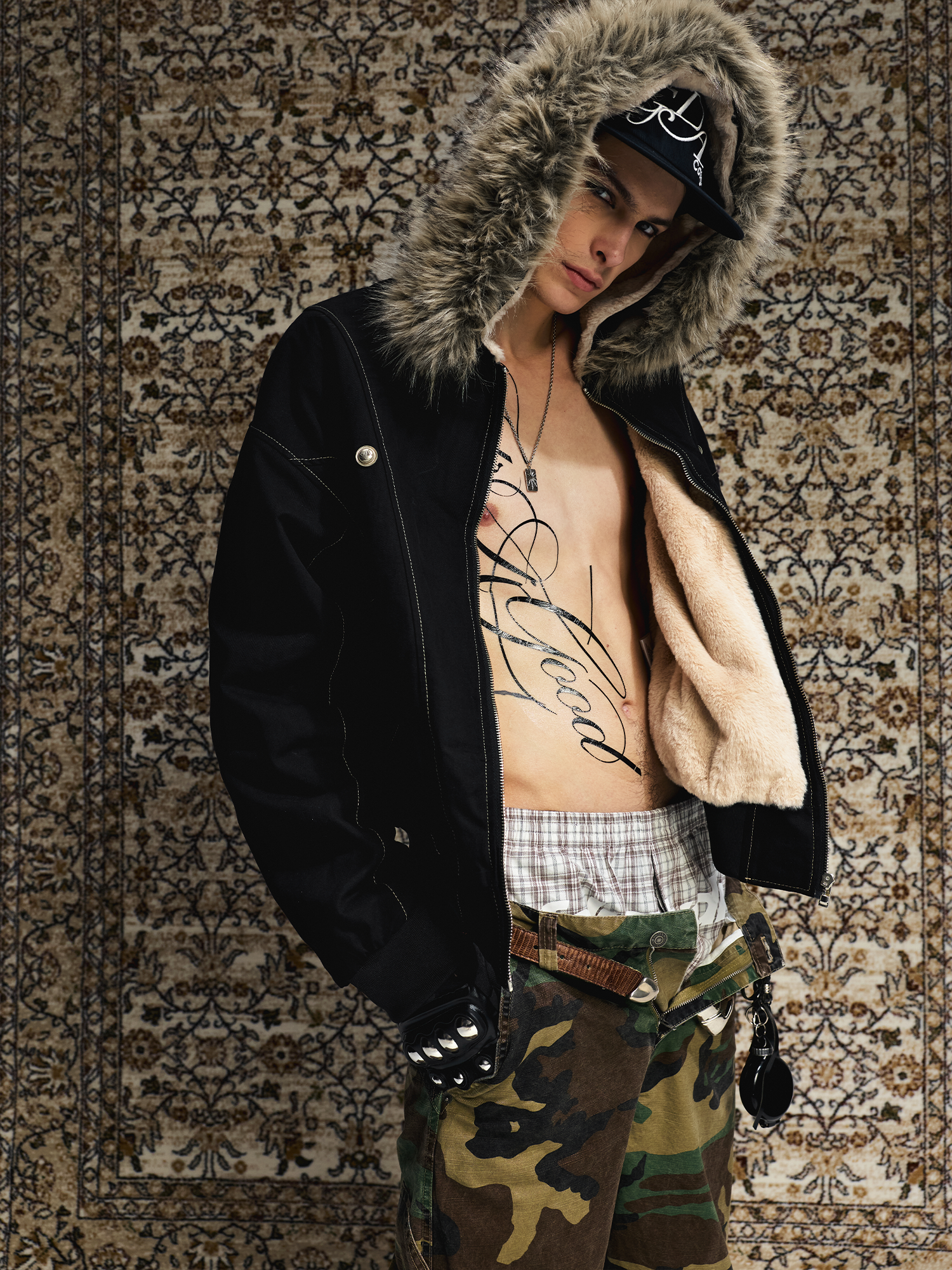 Cropped Shearling Puffer Jacket