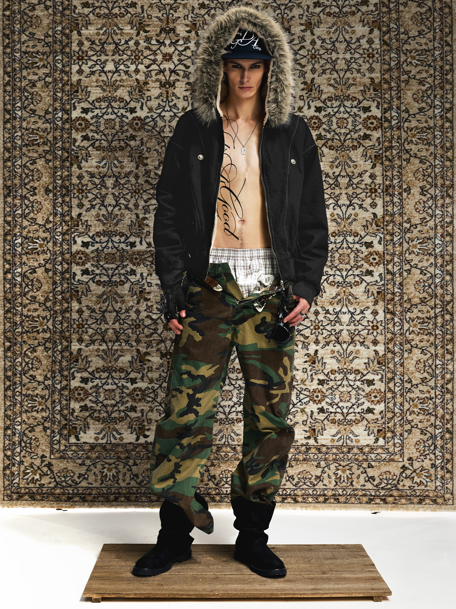 Cropped Shearling Puffer Jacket