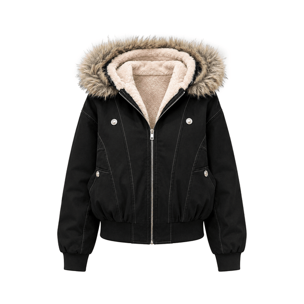 Cropped Shearling Puffer Jacket