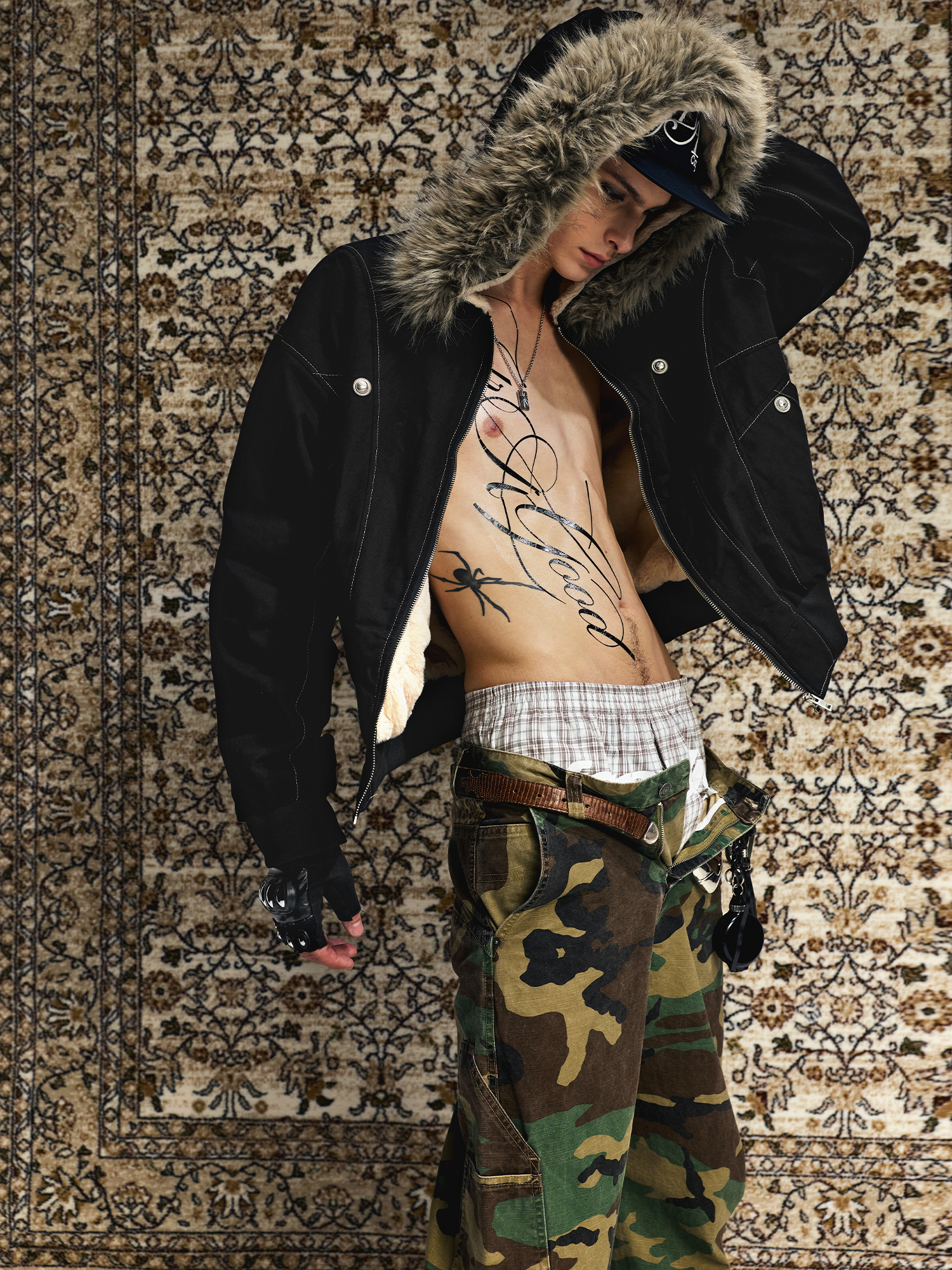 Cropped Shearling Puffer Jacket