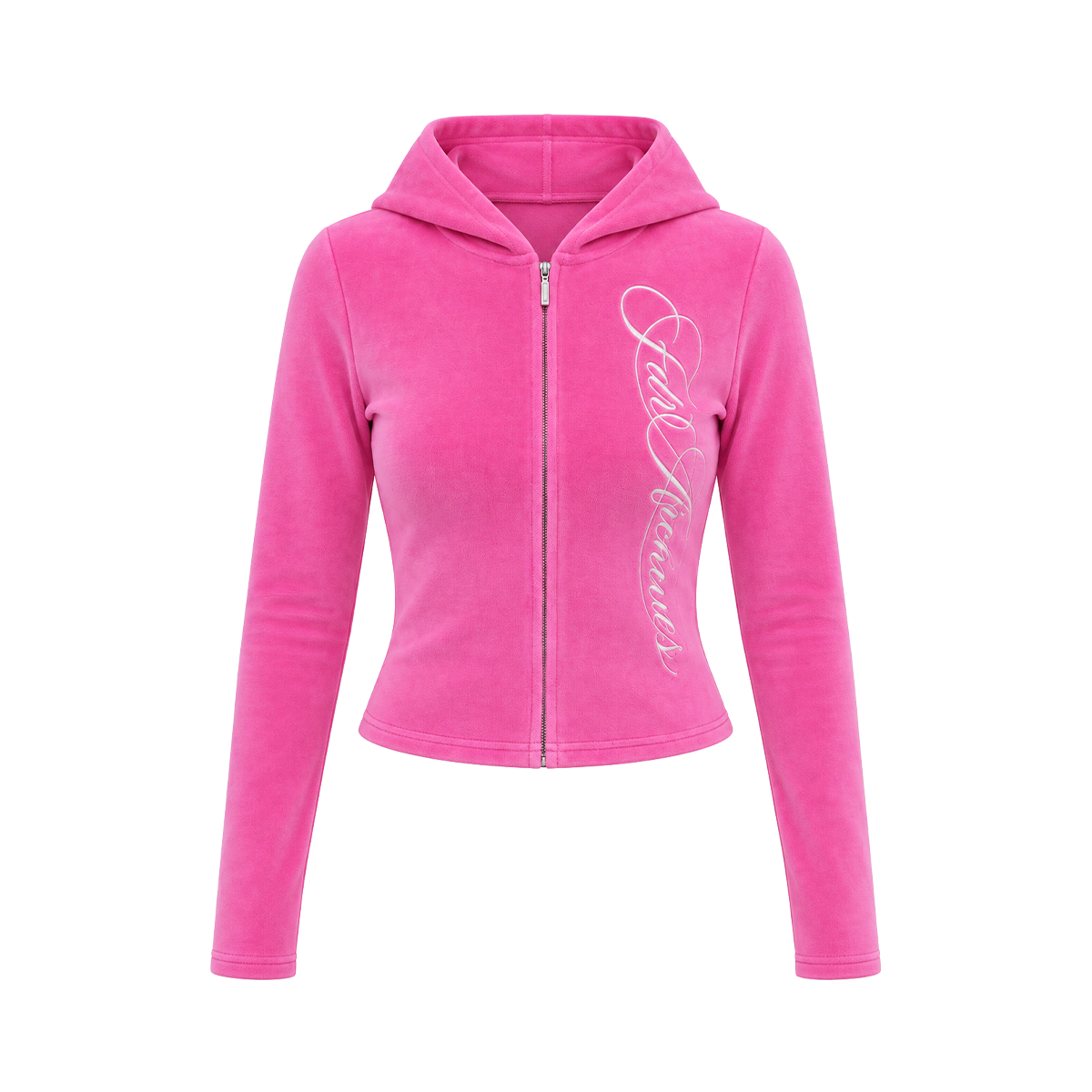 Cursive Velour Zip Hoodie