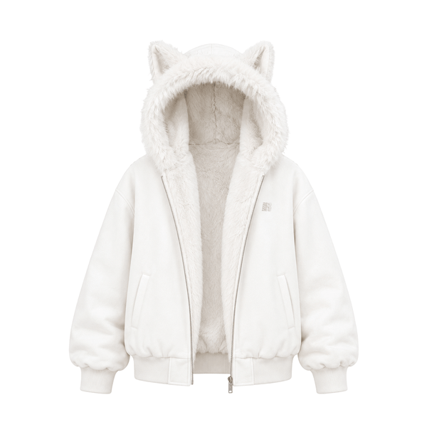 FDR Cyber Kitty Leopard Fur Jacket - Fabric Texture & Stitching Detail | FDR Studio Collection