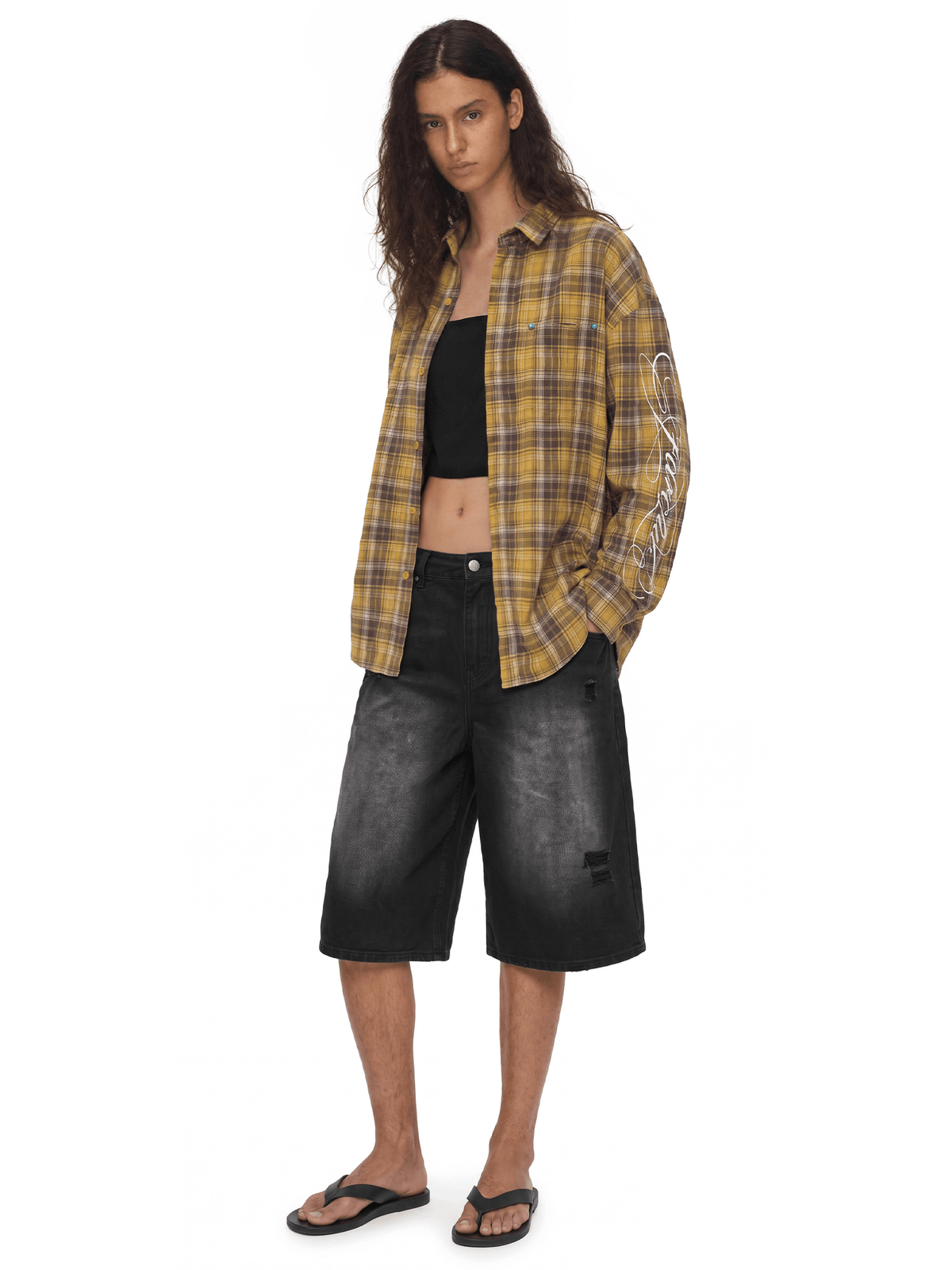 Embroidered Plaid Flannel Shirt