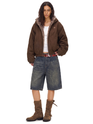 Fur Lined Hooded Bomber
