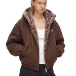 Fur Lined Hooded Bomber in Brown (Back Profile & Fit Detail) - FDR Oversized Heavyweight Hoodie - Official Streetwear Sweatshirt | FDR Studios