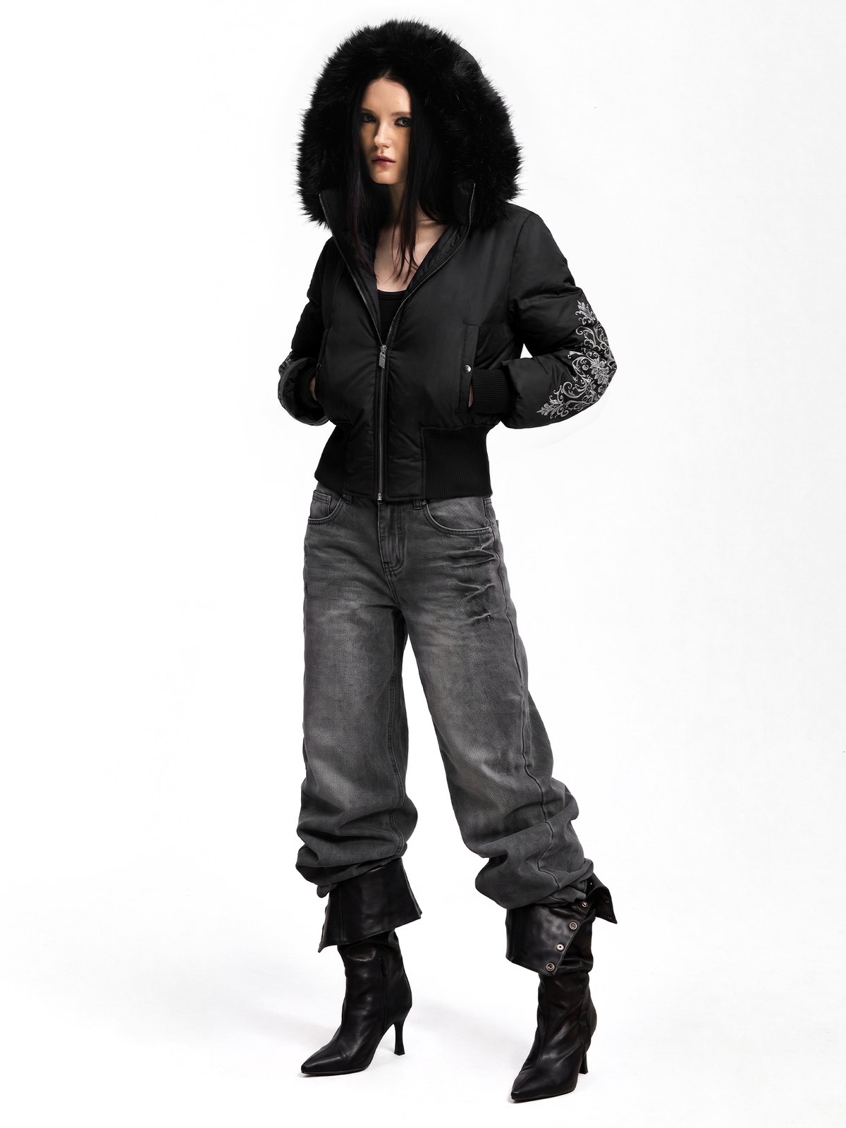 Gothic Fur Trim Puffer