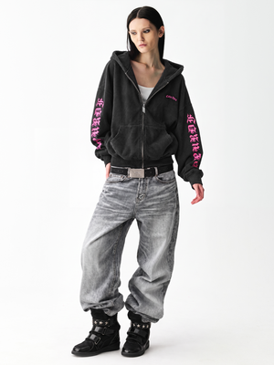 Gothic Graphic Zip Hoodie