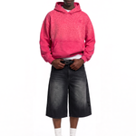 Washed Leopard Gradient Hoodie in Rose Pink (Front View Product Shot) - FDR Oversized Heavyweight Hoodie - Official Streetwear Sweatshirt | FDR Studios