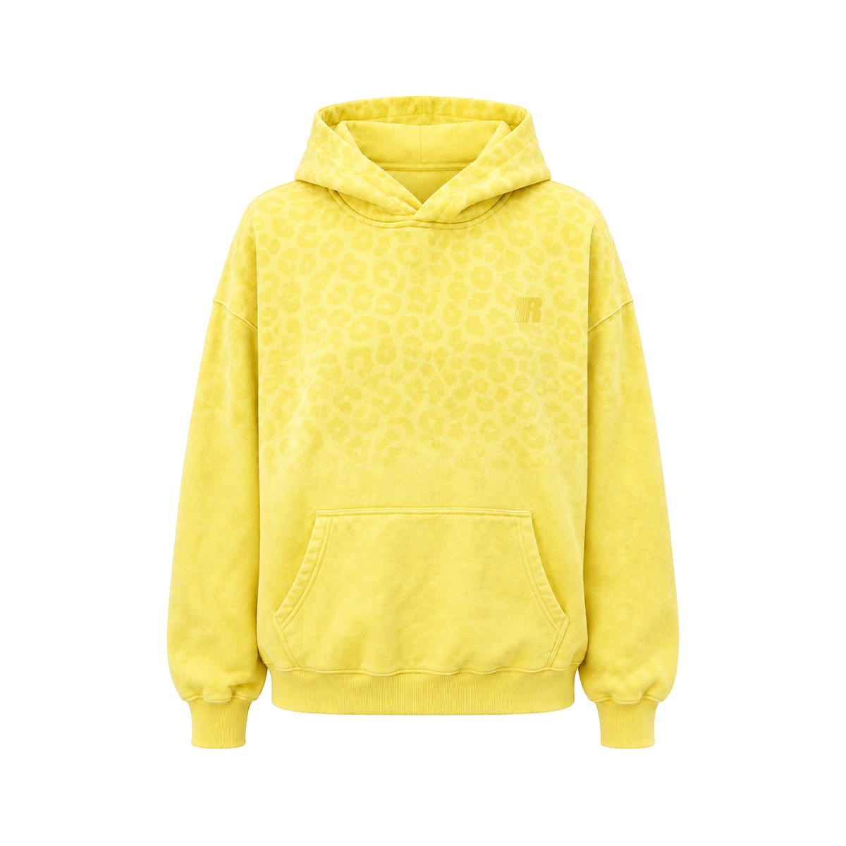 Washed Leopard Gradient Hoodie in Yellow (Style Perspective Shot 7) - FDR Oversized Heavyweight Hoodie - Official Streetwear Sweatshirt | FDR Studios