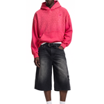 Washed Leopard Gradient Hoodie in Rose Pink (Fabric Texture & Close-Up Stitching Detail) - FDR Oversized Heavyweight Hoodie - Official Streetwear Sweatshirt | FDR Studios
