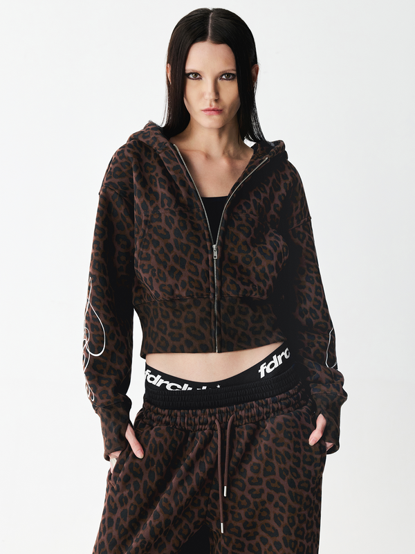 Graffiti Leopard Zip Hoodies