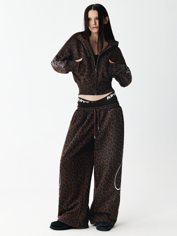 Graffiti Leopard Zip Hoodies