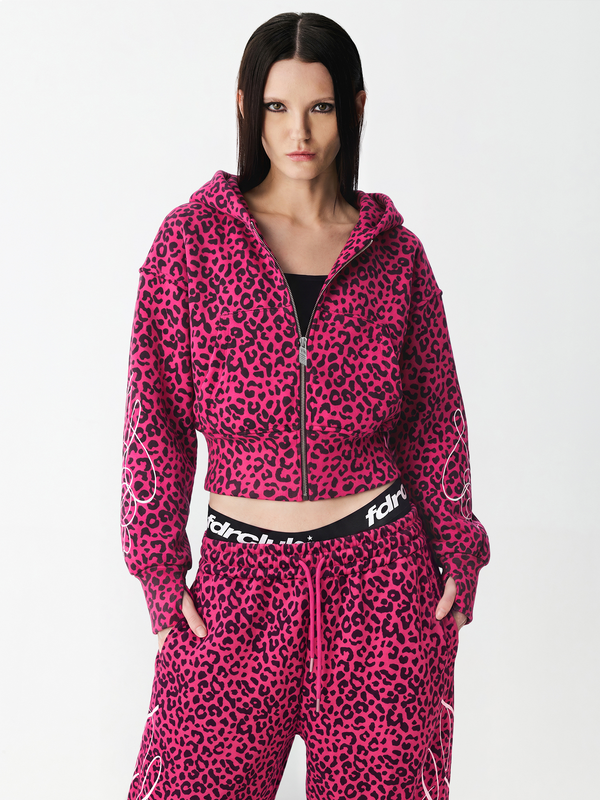 Graffiti Leopard Zip Hoodies in Top (Style Perspective Shot 22) - FDR Zip Up Oversized Hoodie - Premium Heavyweight Fleece Sweatshirt | FDR Studios