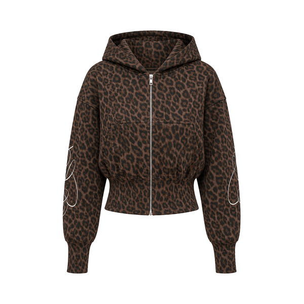 Graffiti Leopard Zip Hoodies - Side Angle & Silhouette Detail - Streetwear Aesthetic | FDR Studios