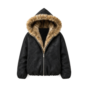 Faux Leather Leopard Fur Jacket