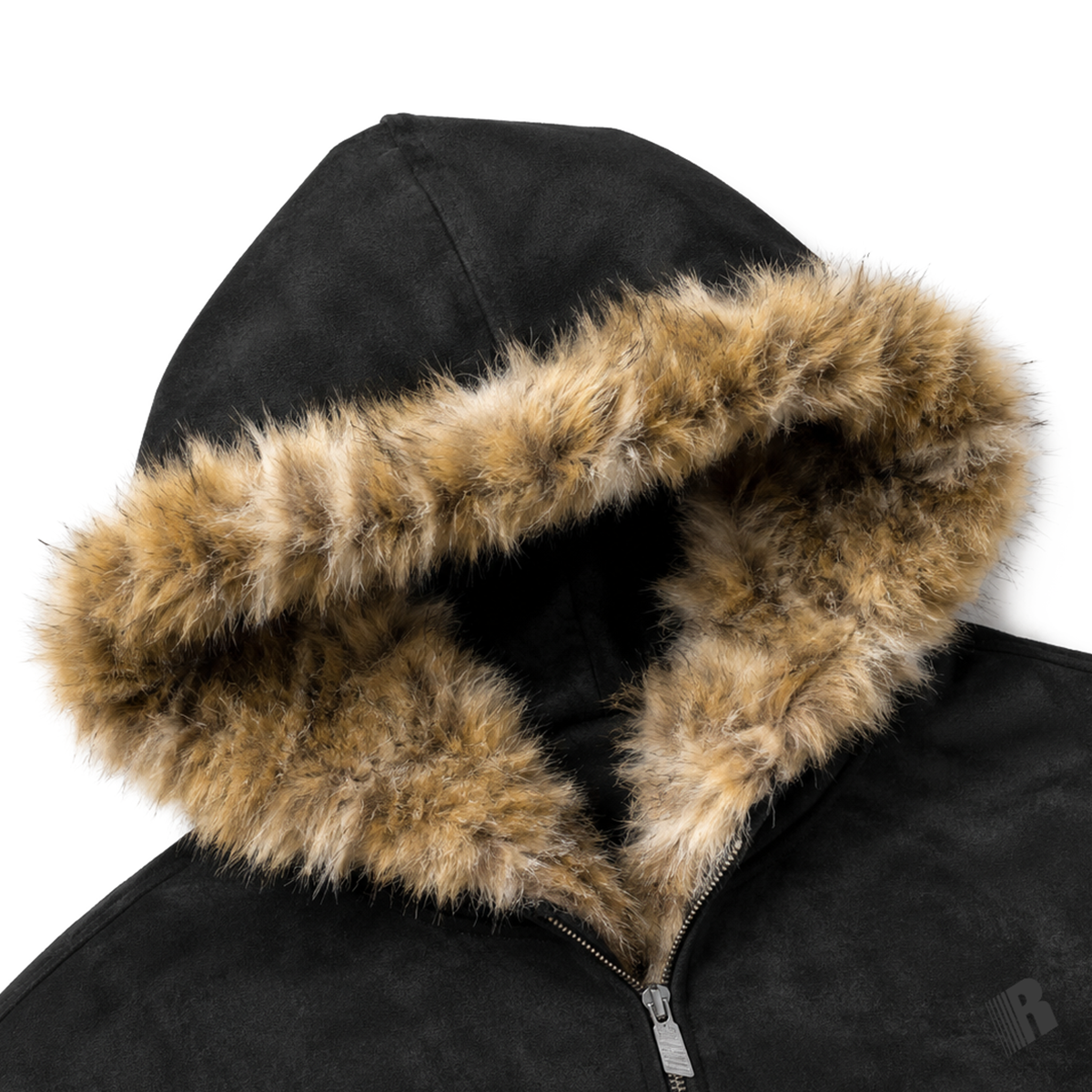 Faux Leather Leopard Fur Jacket in Black (Back Profile & Fit Detail) - FDR Heavyweight Streetwear Outerwear Jacket - Premium Archive Fashion | FDR Studios