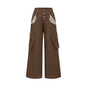 Leopard Pocket Cargo Jeans