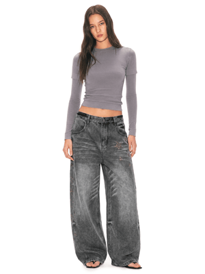 Leoparden-Stern Baggy-Jeans