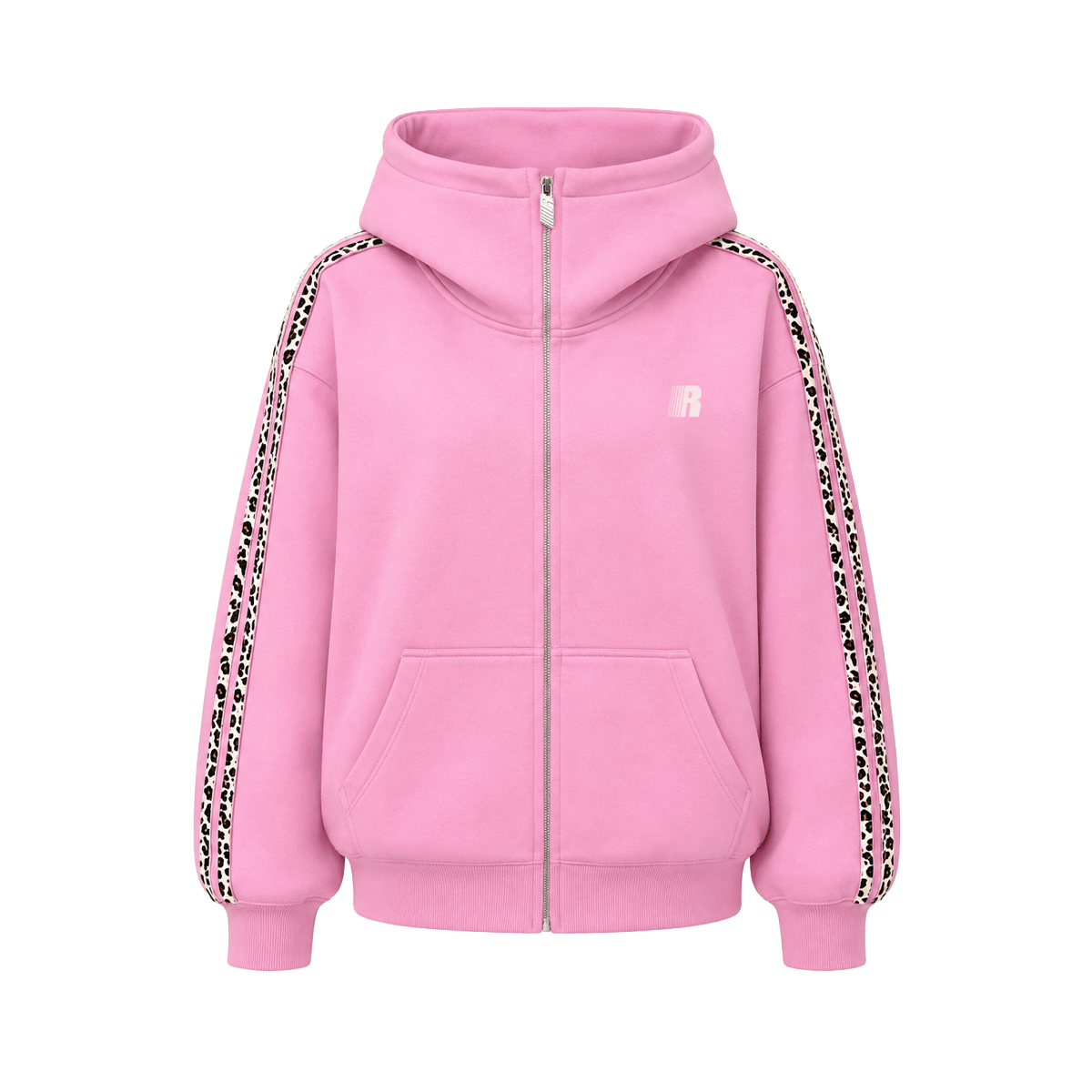 Leopard Taped Zip Hoodie