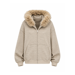 FDR Luxe Stripe Fur Hoodie - Front View | FDR Clothing