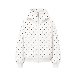 High Neck Dot Zip Hoodie in White (Back Profile & Fit Detail) - FDR Zip Up Oversized Hoodie - Premium Heavyweight Fleece Sweatshirt | FDR Studios