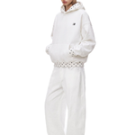 Dot Trim Pullover Hoodie in White (Front View Product Shot) - FDR Oversized Heavyweight Hoodie - Official Streetwear Sweatshirt | FDR Studios