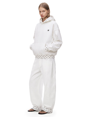 Dot Trim Pullover Hoodie