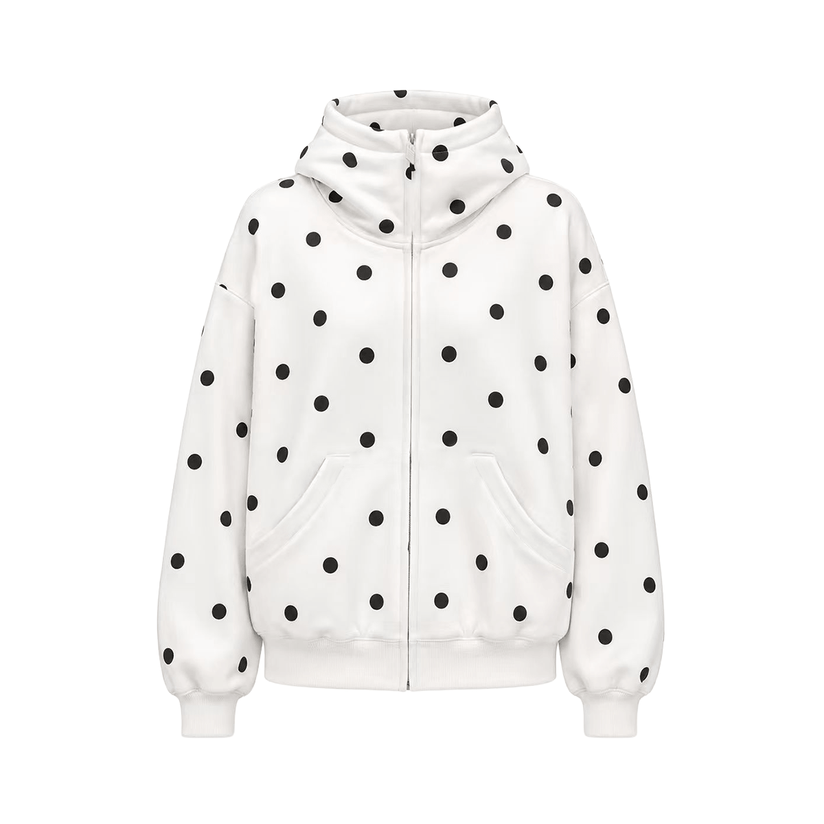 Polka Dot Chic Hoodie - Side Angle & Silhouette Detail - Streetwear Aesthetic | FDR Studios