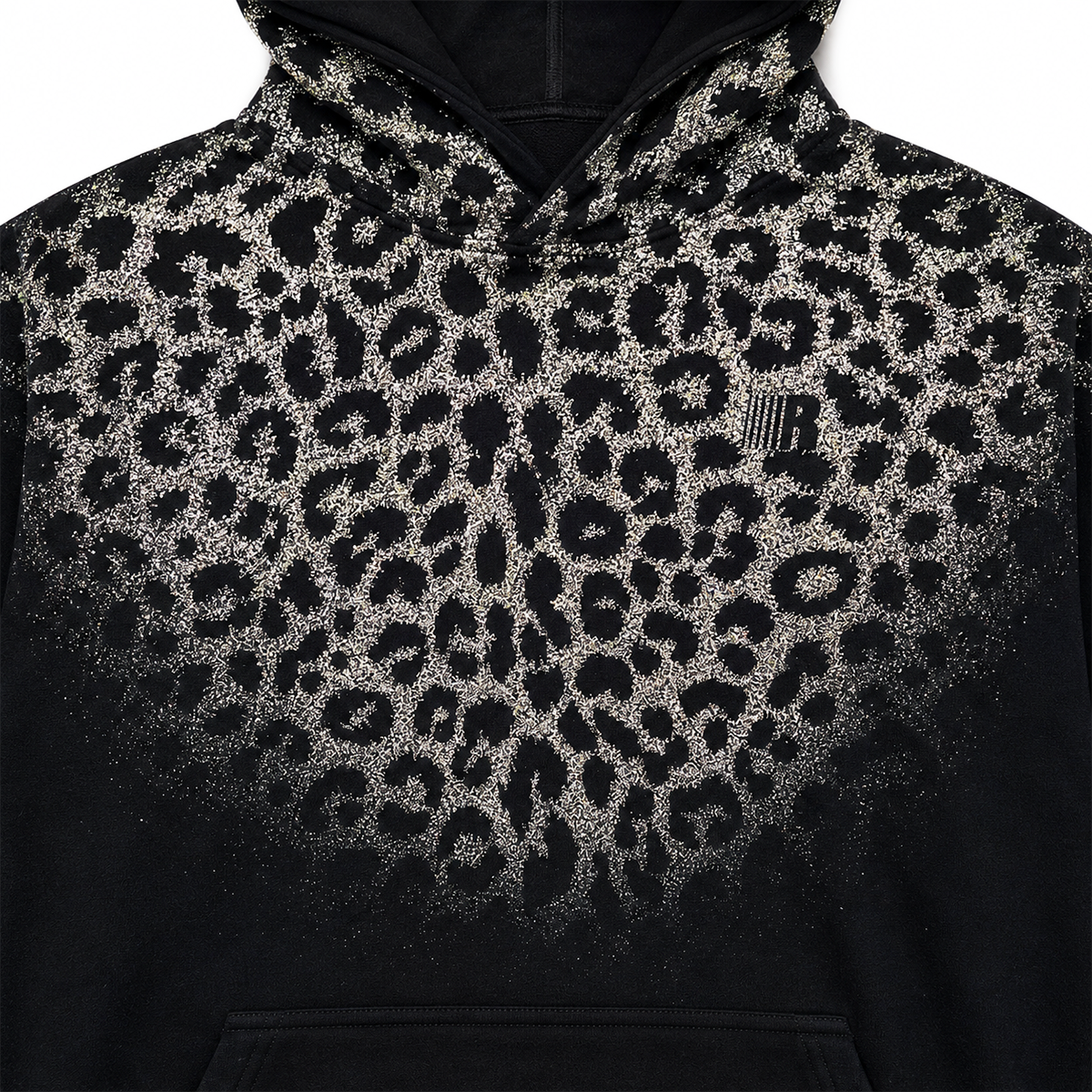 Reflective Leopard Fleece Hoodie in Black (Back Profile & Fit Detail) - FDR Oversized Heavyweight Hoodie - Official Streetwear Sweatshirt | FDR Studios