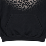 Reflective Leopard Fleece Hoodie in Black (Fabric Texture & Close-Up Stitching Detail) - FDR Oversized Heavyweight Hoodie - Official Streetwear Sweatshirt | FDR Studios