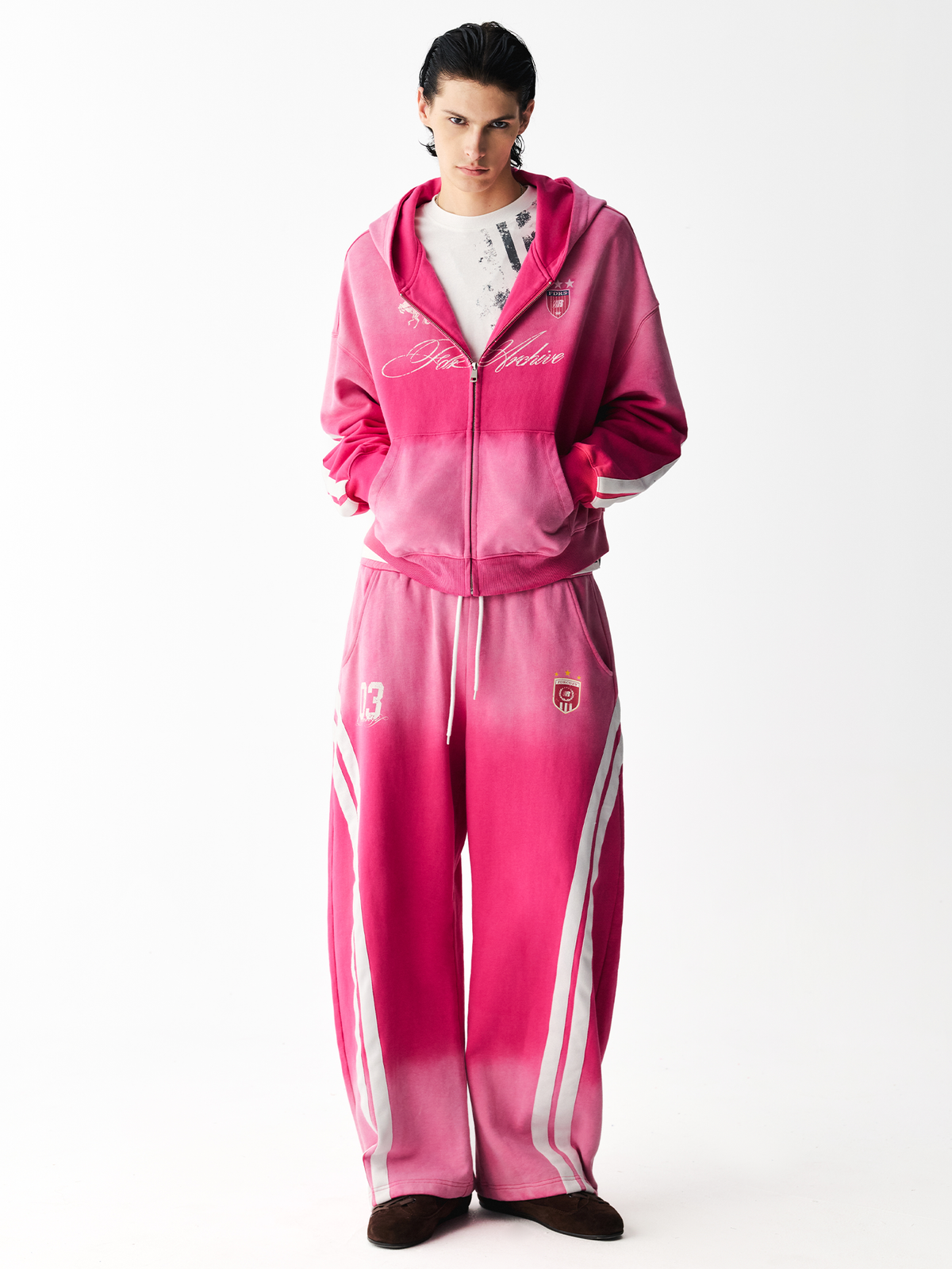 Washed Side Stripe Hoodie&Sweatpants