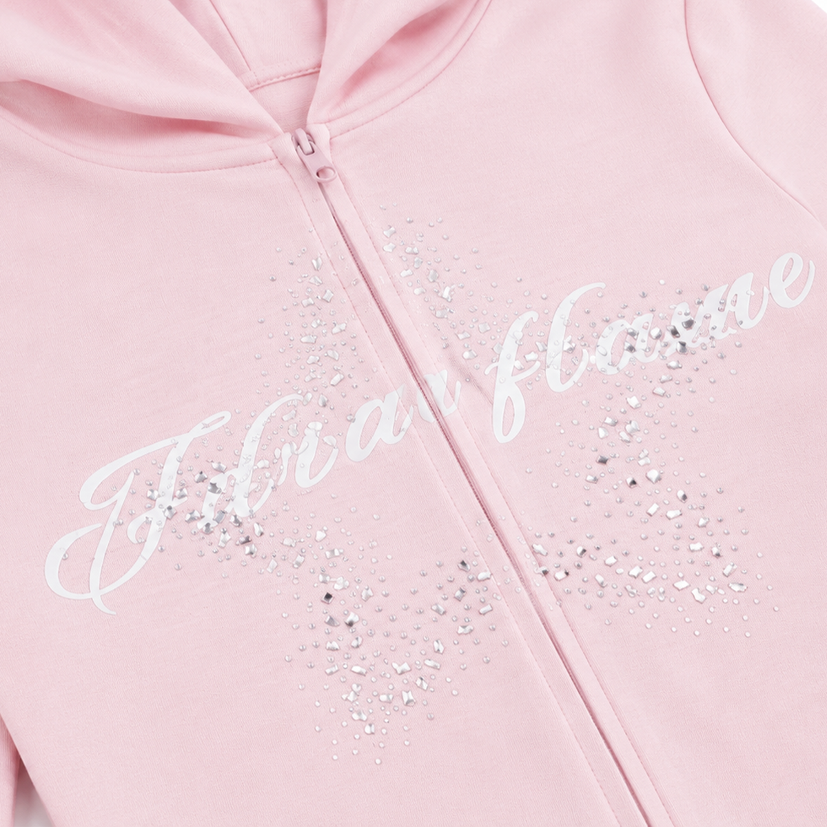 Stellar Zip Hoodie / Flare Pants - Close-up Material & Design Feature - Y2K Streetwear | FDR Studios
