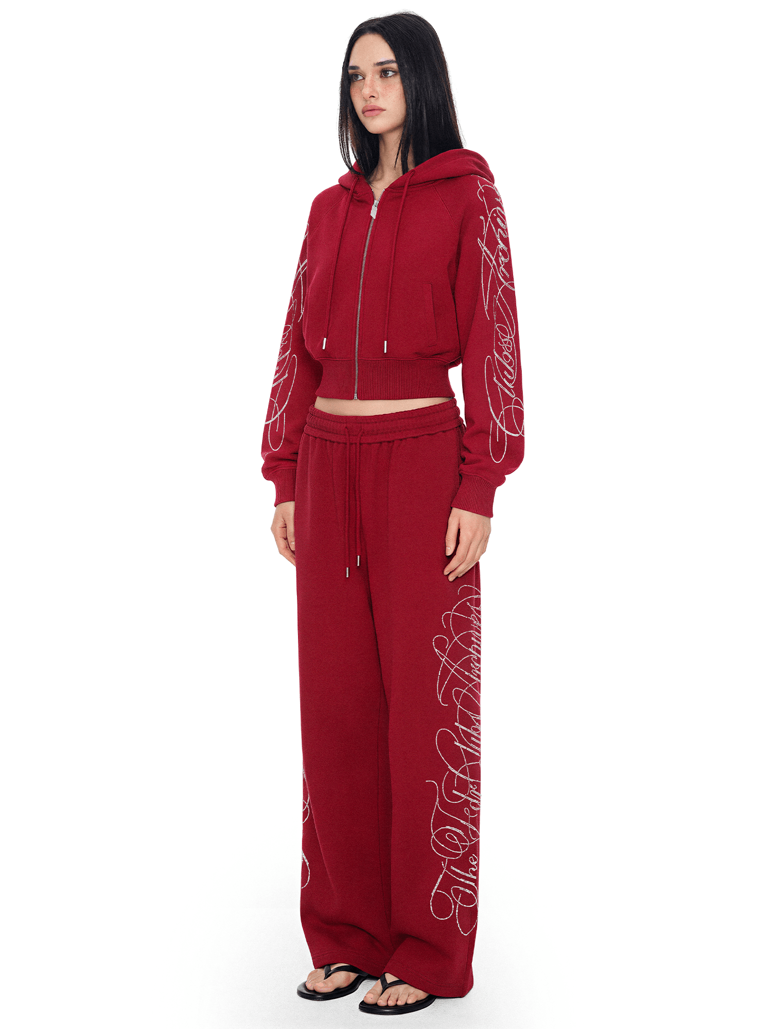 Rhinestone Zip Hoodie,Baggy Sweatpants - Style Perspective Shot 9 - Oversized Baggy Fit | FDR Studios