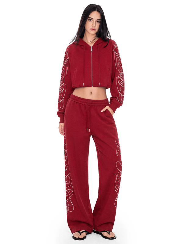 Rhinestone Zip Hoodie,Baggy Sweatpants - Style Perspective Shot 10 - Oversized Baggy Fit | FDR Studios
