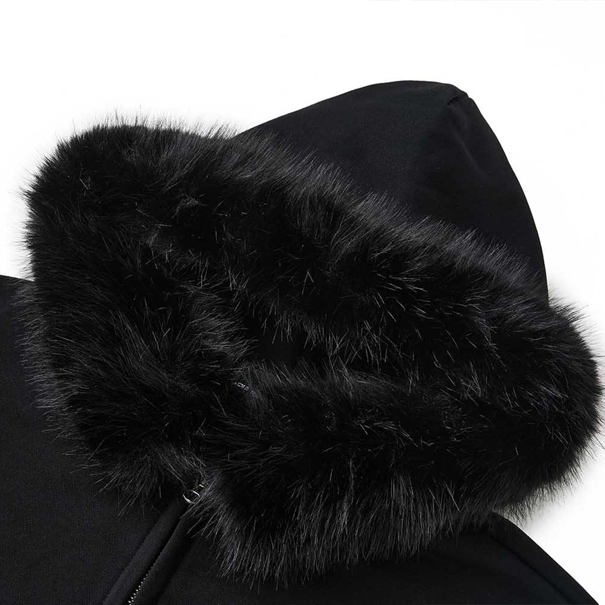 Script Embroidered Fur Hoodie