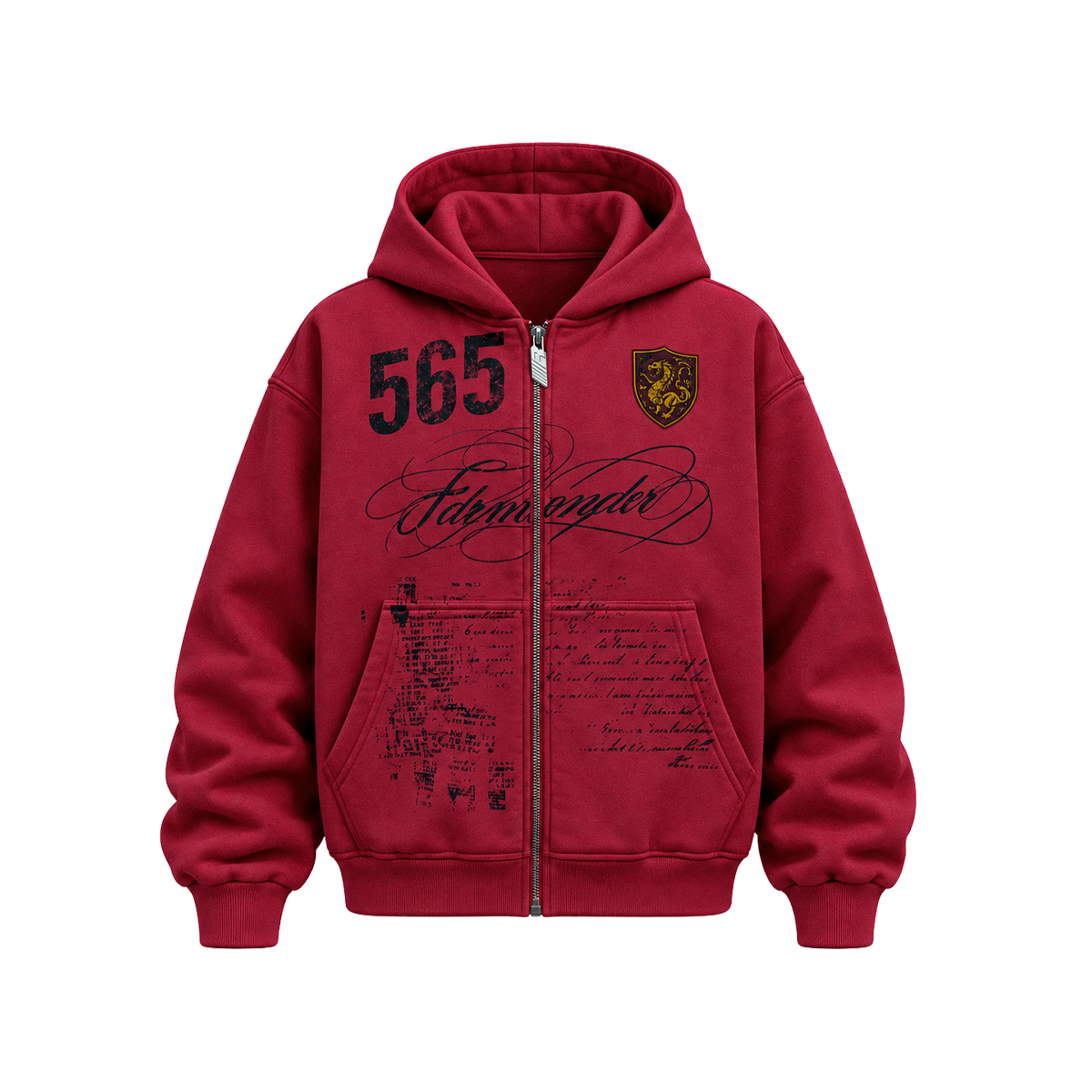 Script Washed Zip Hoodie