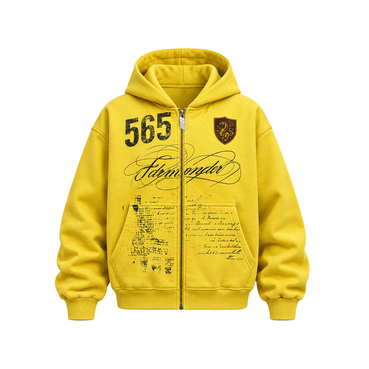 Script Washed Zip Hoodie