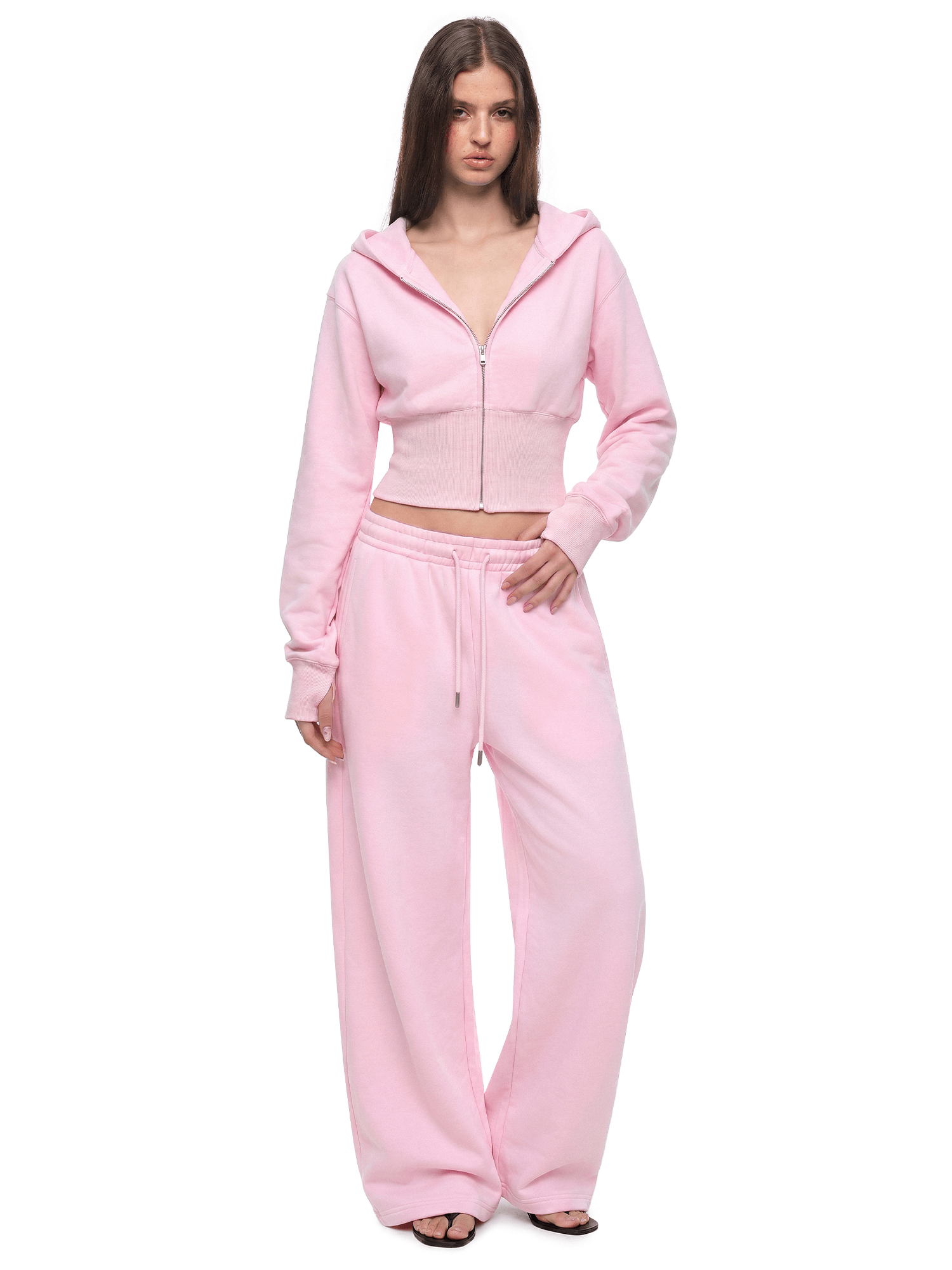 Product perspective 12 of Sculpt Cropped Zip Hoodie in Pink Hoodie - FDR