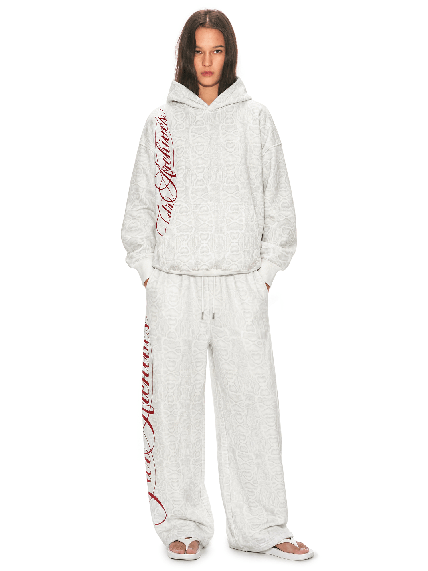 Script Snakeskin Oversized Hoodie - Side Angle & Silhouette Detail - Oversized Baggy Fit | FDR Studios