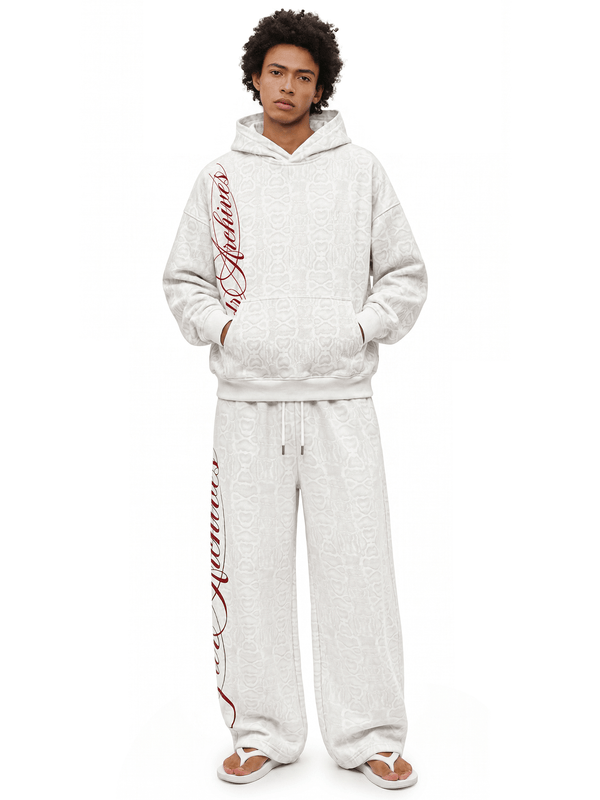 Script Snakeskin Oversized Hoodie - Back Profile & Fit Detail - Oversized Baggy Fit | FDR Studios